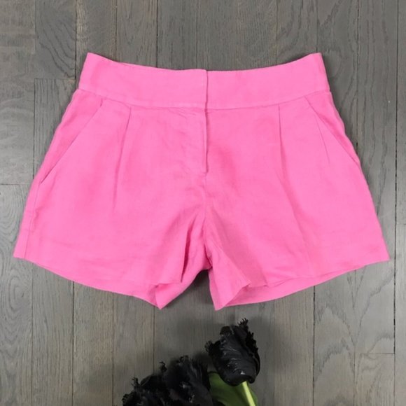 theory Bubblegum Pink High Waisted Linen Shorts - Picture 1 of 5